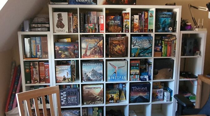 Shelves with board games